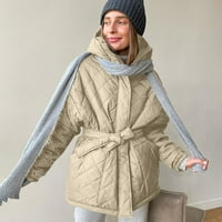 Ženska zimska jakna sa kapuljačom sa kaputima za kaputinu naduvača sa džepom bež veličine xs