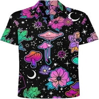 Majica gljiva za muškarce Retro Big i visoki gumb dolje majice Casual Aloha majice kratkih rukava
