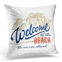 Dobrodošli u berbini znak plaže s crtežma s palminim drvećem tipografskih ljetni egzotični tropski jastučni