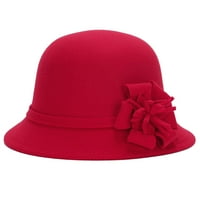 Archer Vintage Women Imitacija vunene pune boje Cvjetni dekor kašike HAT HAT HATL CAP
