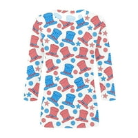 Cleance Womens Ljetni vrhovi rukavi Ženska bluza Neovisnosti Dan tiskane bluze okrugli izrez Moda, bijela,