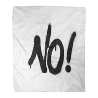 Super meko bacanje pokrivač Grafitti Nema riječi Graffiti Sprej u crnoj boji na bijelom kućnom dekorativnom flanelu plišane pokrivače