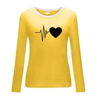 Torbe za srce za srce Dugih rukava Casual Creaneck Classic Fit Tunic Fashion Slatka grafička majica