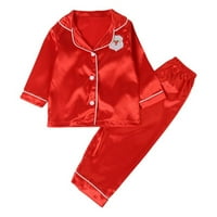 Dječja djevojka dječaka Pajamas odijelo dugih rukava Santa Claus-bawwwwwowwent Set salona za spavanje 2- Y