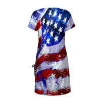 Lolmot Ženska haljina američka zastava Thirs 4. jula haljina Seksi klupska haljina za zabavu Ljetni