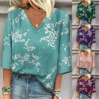 Ženski rukav i bluze Ležerne ljetne majice Plus size polu rukava V izrez bluze cvjetni print modni vrhovi