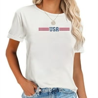 Žene Patriotska američka bijela 4. srpnja Ženska ugodna i trendy grafička majica - kratki rukav