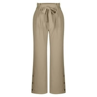 Capri pantalone za žene, moda Žene Ležerne prilike pune boje elastične labave hlače Ravne široke pantalone