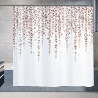 Cvjetna tuš zavjesa, bijela tkanina za zavjese za tuširanje s ružičastim laticama, prekrasnom kupaonicom