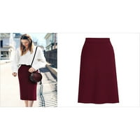 Niveer žene suknje pune boje midi suknja visoki struk elegantno pleteno vino crveno 5xl