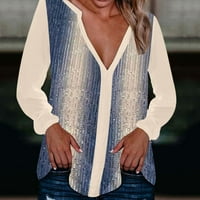 Womens Dukeatshirts TOP-a Dugih rukava Majica Shiny Shined Majica Casure Pulover Tops Workout Bluza