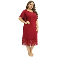 Xmarks Plus size Nightcown Ženska mekana odjeća udobnost Sleep Swing haljina kratkih rukava čipka za