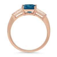 1.62ct Squarald Cut Prirodni London Blue Topaz 14K Rose Gold Gold Anniverment Kamena prstena Veličina