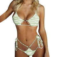 Gubotare Womens bikini set ženske kupaći odijelo Striped Criss Cross Bikini postavio je ogrtače sa visokim