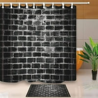 Crna ciglanska zidna dekor zavjesa za tuširanje s podnim vratima za kupanje 15,7x