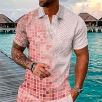 Muški ležerni kratki rukav s majicom niz majice Trendy ljetni blok u boji Print V izrez HENELY majice