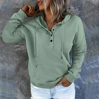 Vremenska ženska modna moda retro tiskana labava majica rukava bluza okrugli vrat casual vrhovi, zeleni,
