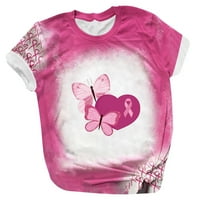 CLLIOS majice za dojke za žene ružičaste vrpce Grafičke tees smiješni kratki rukav plus veličina bluza