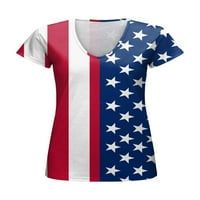 Ženska majica Majica kratkih rukava US Zastava Štampanje Ljetni vrhovi Dame Comfy Tunic BluZa plaža