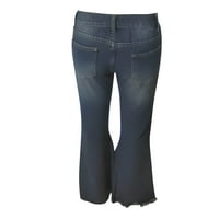 TAWOP ženske modne pantalone visoke struk peru široku nogu čvrste boje traper hlače crne rastezanje