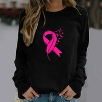 Dukseri raka dojke za žene ružičaste vrpce Grafički dugi rukav duks bez rukava Crewneck pulover bluze Vestidos Largos de Verano para mujer dugih rukava za žene