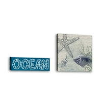 Set od - plavog okeana - Savremena likovna umjetnost Giclee na platnu Galerija omota - zidni dekor - umjetnička slika - spreman za objesiti