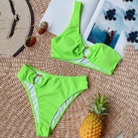 B91XZ Womens Bikini kupaće kupaiće nove evropske i američke odvojene kupaći kostim jedno rame Solid