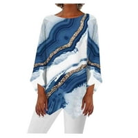 Bluze za vrat brodom Slobodno vrijeme Grafički otisci vrhovi dugih rukava Moda za žene Plavi XL