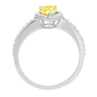 0,8CT kruška od žute prirodne citrine 14k bijelo zlato Angažovanje halo prstena veličine 3,75