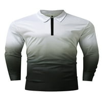 Prednji protok Muški atletski patentni zatvarač Gradijent Classic Fit bluza Muškarci Rever Neck Tennis Polo Majica White 2xl