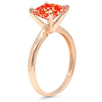 1. CT Sjajno princeze simulirani crveni dijamant 14k Rose Gold Solitaire Prsten SZ 8.25