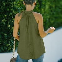 Ženska bluza s tenkama, leopard prijateljskim kožom Ispis žena Halter vrat Top moda za odmor za druženje od zelenog s