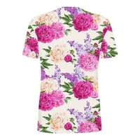 Ženski bluze Stabilna odjeća Ženski modni casual kratkih rukava cvijet za cvijeće Okrugli vrat Pulover