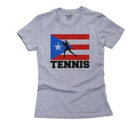 Portoriko olimpijski - tenis - zastava ženske pamučne sive majice