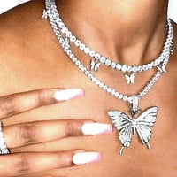 Štetno ženski rhinestone umetnuli leptir privjesak za privjesak na nakitu poklon za zabavu, ružičasta