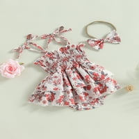 JXZOM TODDLER Baby Girl Boho Ramper Cvjetni haljini remen elastična pletena reputa sa ljetnom odjećom