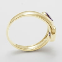 Britanci napravio 9k žuto zlato prirodno ametist ženski prsten za bend - Opcije veličine - veličina