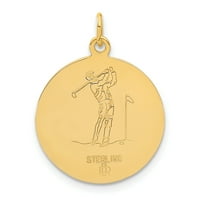Carat u Karatsu sterling srebrni polirani finilj pozlaćen 24K Gold St. Christopher Golf Medalja Privjesak