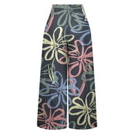 Žene ljetne hlače na plaži Bohemijski pantalona cvjetni uzorak Štampanje redovne fit hlače boho udobne