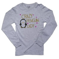 Luda pingvin dama - ružičasta srca slatka majica dugih rukava pingvina muške majice