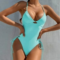 SNGXGN WOGE kupaći kostim kupaći kostim moda jedna čvrstoća boja visoki struk jedan kupaći kostim žene plave s