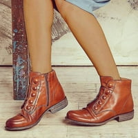 JUEBONG Boots ponude ženske leopard Print STANOS kožne čizme za gležnjeve Dressy Western Okrugli nožni