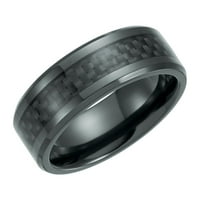 Polirani prsten od crnog titanijumske trake sa crnim ugljičnim vlaknima nakit nakita za žene za žene