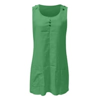 Bazyrey Womens Ljetne haljine, kauzalne haljine, haljine bez rukava za žene ljetne haljine srednje dužine A-line čvrste retro haljine vojska zelena xxl
