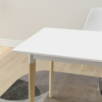 Moderni trpezarijski stol kuhinjski stol pravokutni vrh sa čvrstim drvenim nogama bijelo