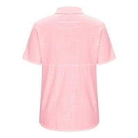 Dressy Women gumb down bluzes Formalni rever kratki rukav čvrsti T majice Poslovni ured Radni ublažava