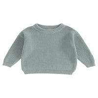 Toddler baby Boys Jesenski džemper Čvrsta boja pletiva s dugim rukavima okrugli vrat pletiva pulover