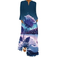 ManXivoo haljina za plažu Žene Ljeto Ležerne prilike, Cvjetni print V izrez Tanka košulja Dress Back