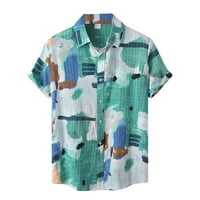 Muškarci Havaii Print majica Vodenicolor Ispiši Ležerne tipke Okrenite navratnike Modne muške majice