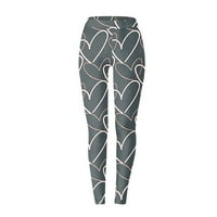 Charella ženske ležerne tiskane joge hlače visoke struk labave ravne duge gamaše hlače tamno siva, l